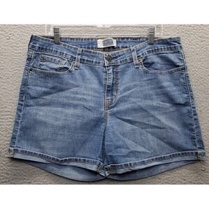 Levi's Jean Shorts Womens 14 Blue Denim Mid-Rise Stretch Medium Wash Cuffed